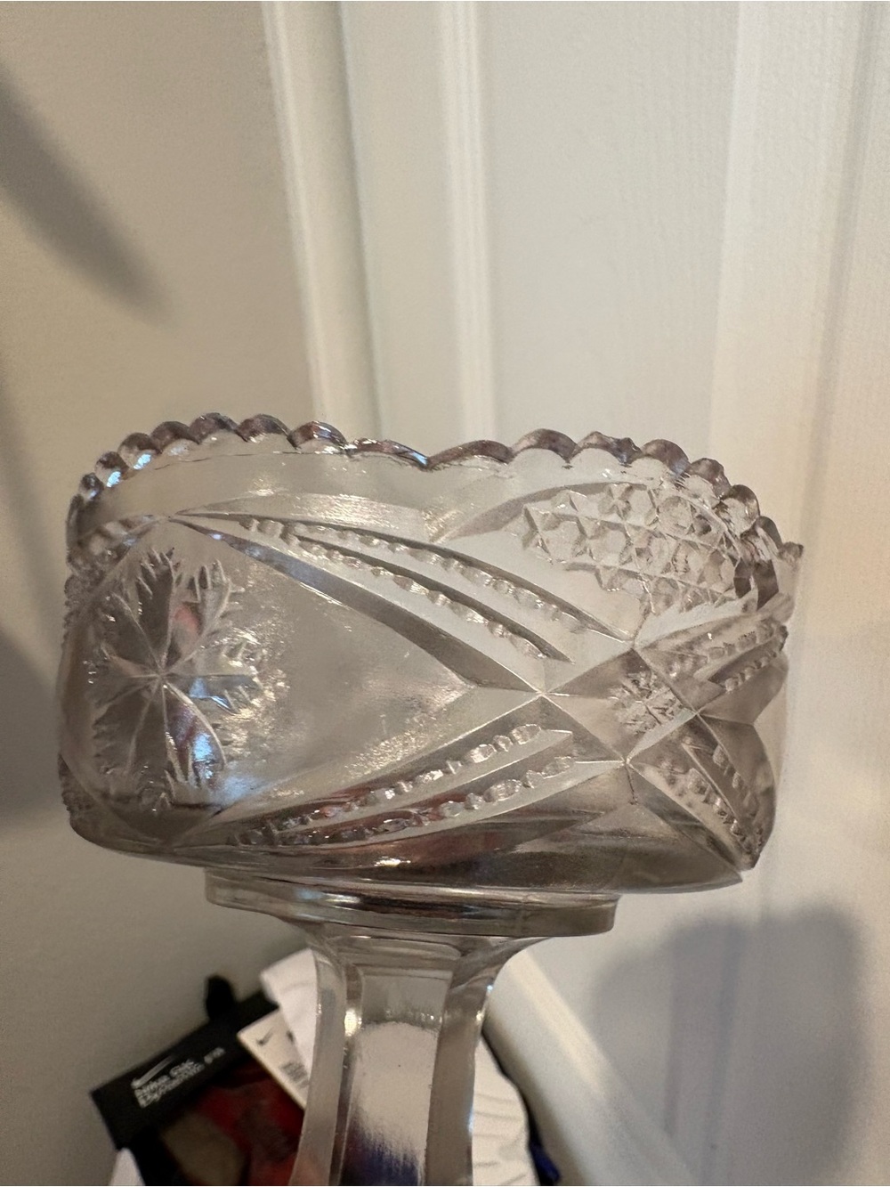 Vintage Early American Pattern Cut Glass Pedestal Compote Bowl - Picture 10 of 16